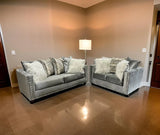 Royal Silver Velvet Sofa & Loveseat by New Era Innovations at Eve Furniture