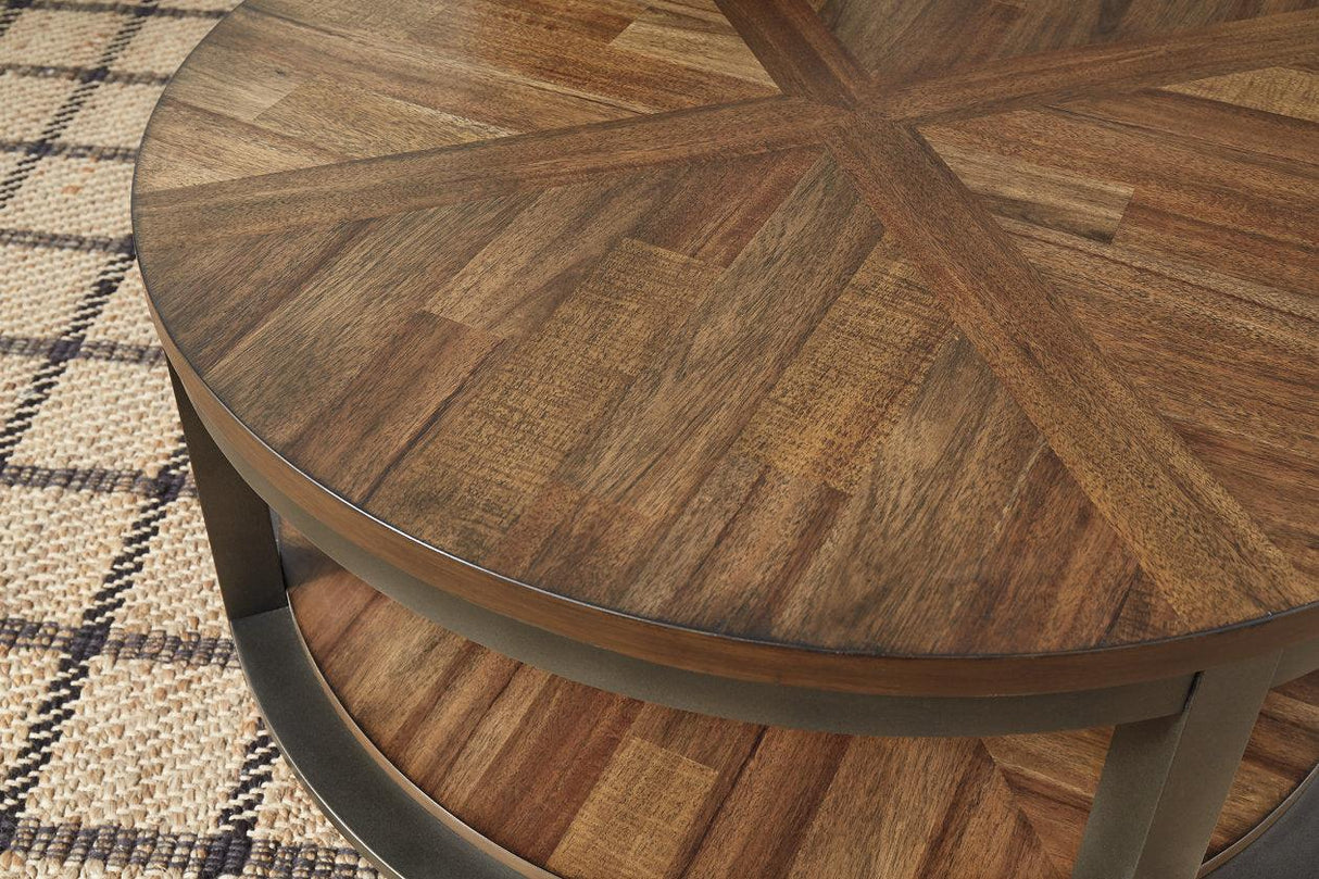 Roybeck Light Brown/Bronze Table by Ashley at Eve Furniture