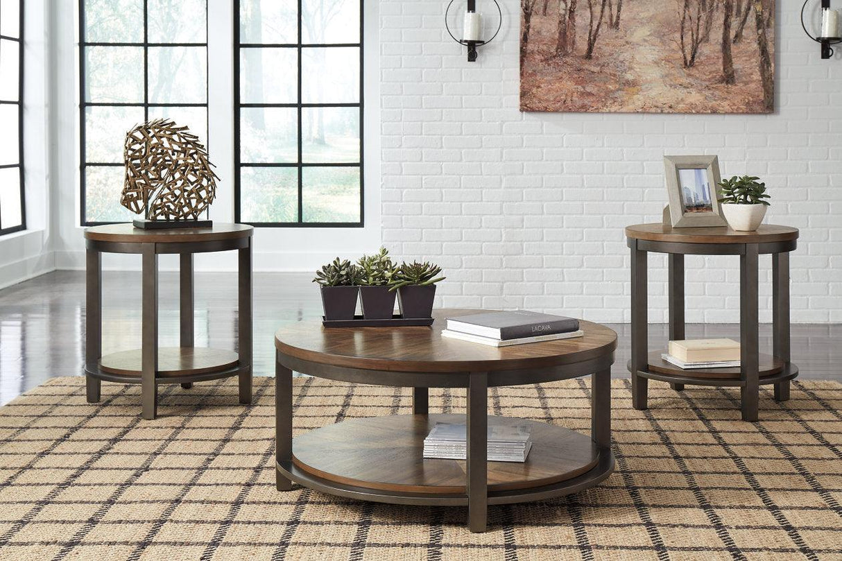 Roybeck Light Brown/Bronze Table by Ashley at Eve Furniture
