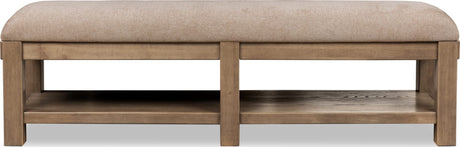 Roycroft Butternut/Harvest Wood Wood/Upholstered Bench by Modus Furniture at Eve Furniture