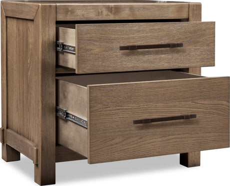 Roycroft Harvest Wood 2 Drawer Nightstand by Modus Furniture at Eve Furniture