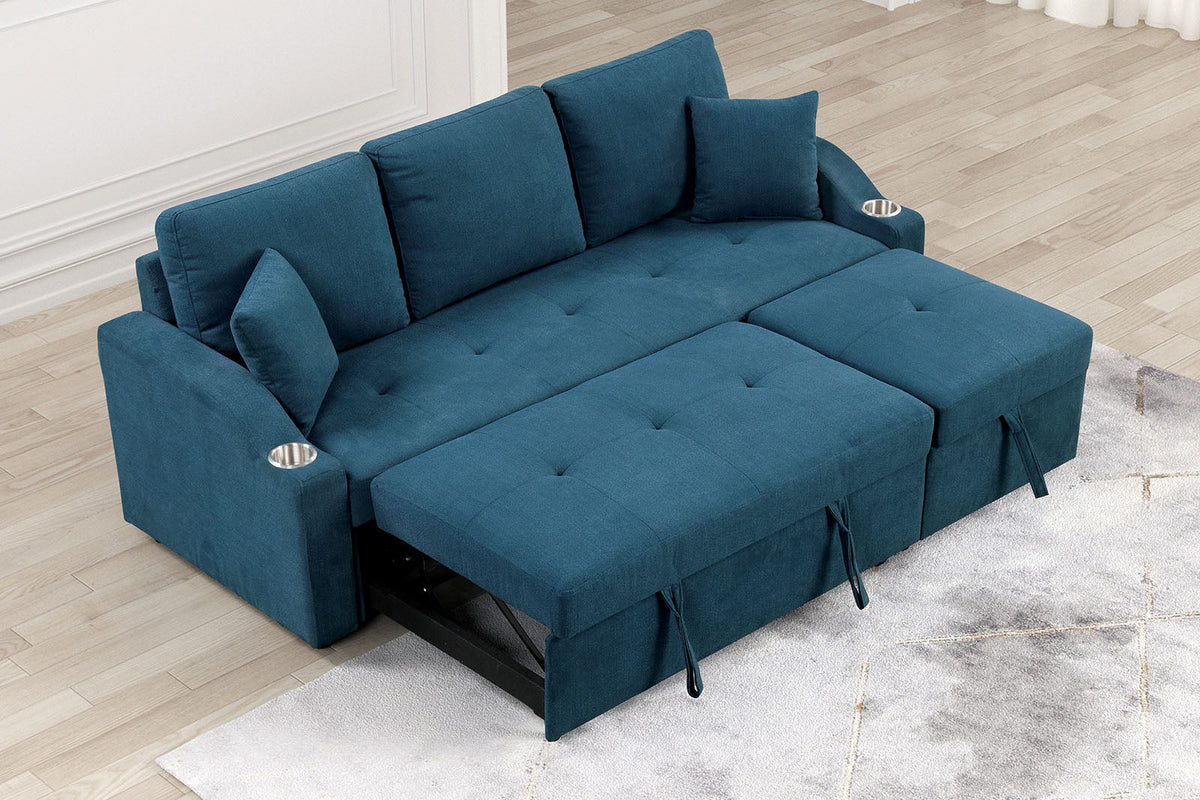 Royden Blue Sleeper Sofa with Chaise by Furniture of America at Eve Furniture