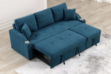 Royden Blue Sleeper Sofa with Chaise by Furniture of America at Eve Furniture