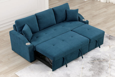 Royden Blue Sleeper Sofa with Chaise by Furniture of America at Eve Furniture