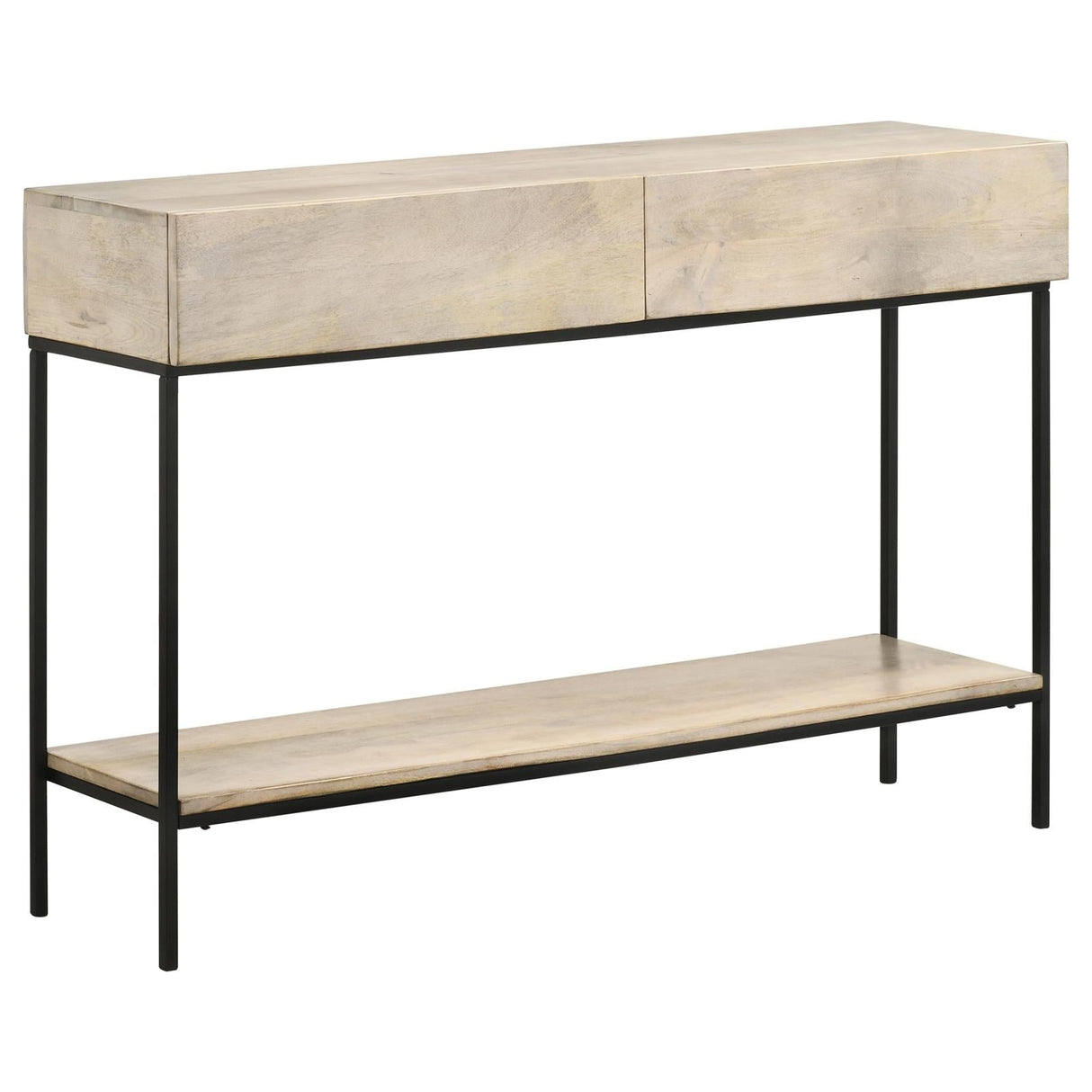 Rubeus White Washed 2-Drawer Console Table with Open Shelf