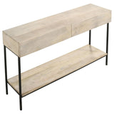 Rubeus White Washed 2-Drawer Console Table with Open Shelf