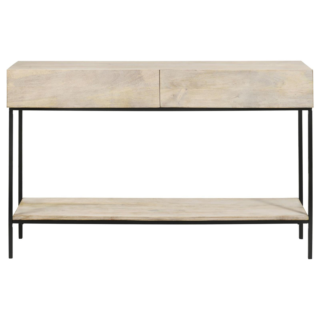 Rubeus White Washed 2-Drawer Console Table with Open Shelf