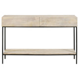 Rubeus White Washed 2-Drawer Console Table with Open Shelf