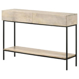 Rubeus White Washed 2-Drawer Console Table with Open Shelf