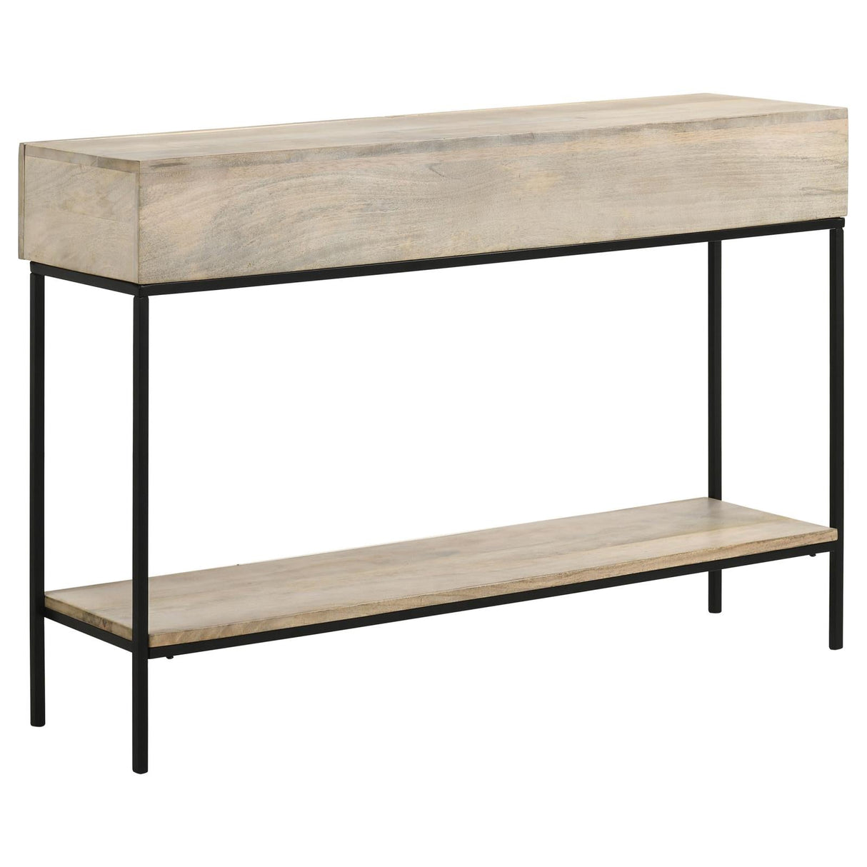 Rubeus White Washed 2-Drawer Console Table with Open Shelf