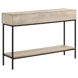 Rubeus White Washed 2-Drawer Console Table with Open Shelf