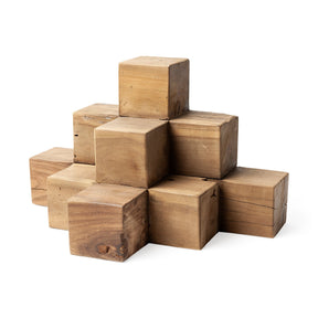 Rubik 15L x 10W Natural Wooden Cube Display Object by Mercana at Eve Furniture