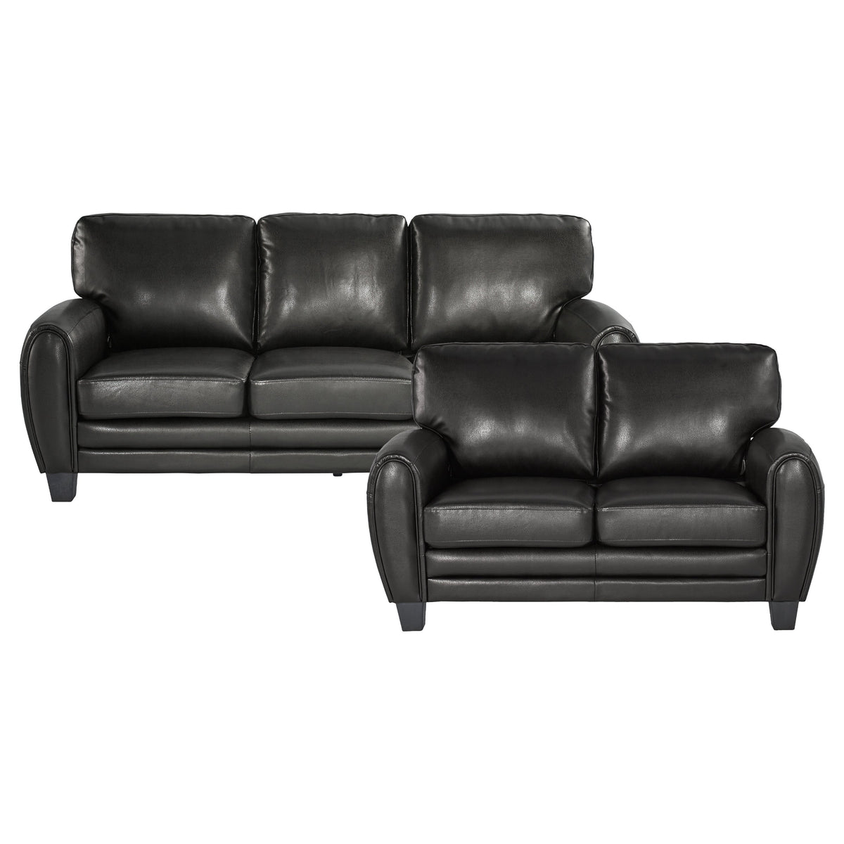 Rubin Black 2-Piece Faux Leather Living Room Set by Homelegance at Eve Furniture