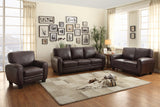 Rubin Dark Brown Faux Leather Sofa by Homelegance at Eve Furniture