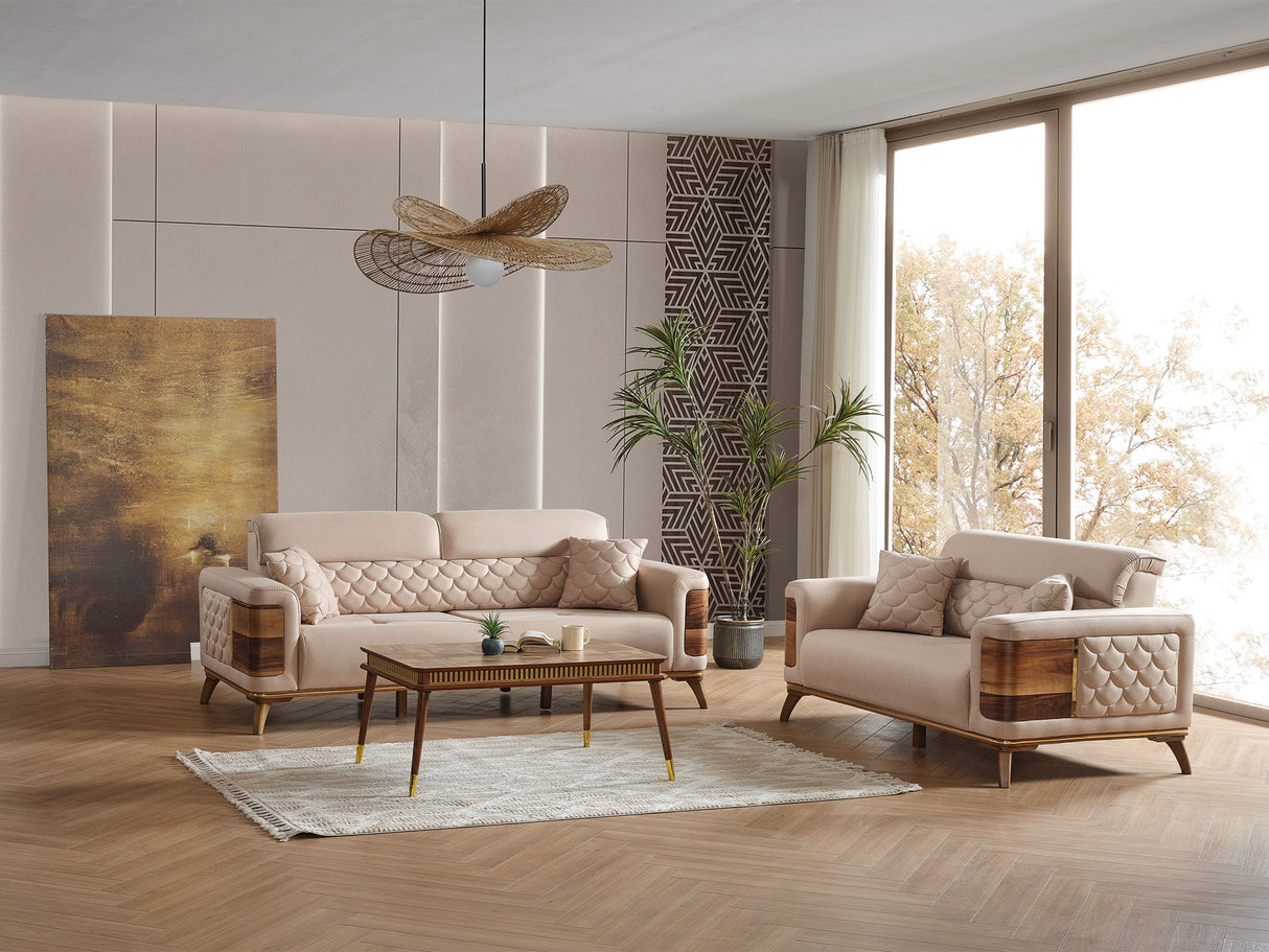 Ruby 3-pieces (Sofa & Loveseat & Chair) Livingroom Set Beige by Furnia at Eve Furniture