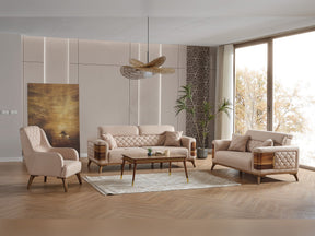 Ruby 3-pieces (Sofa & Loveseat & Chair) Livingroom Set Beige by Furnia at Eve Furniture