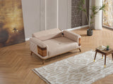 Ruby Beige Convertible Loveseat by Furnia at Eve Furniture