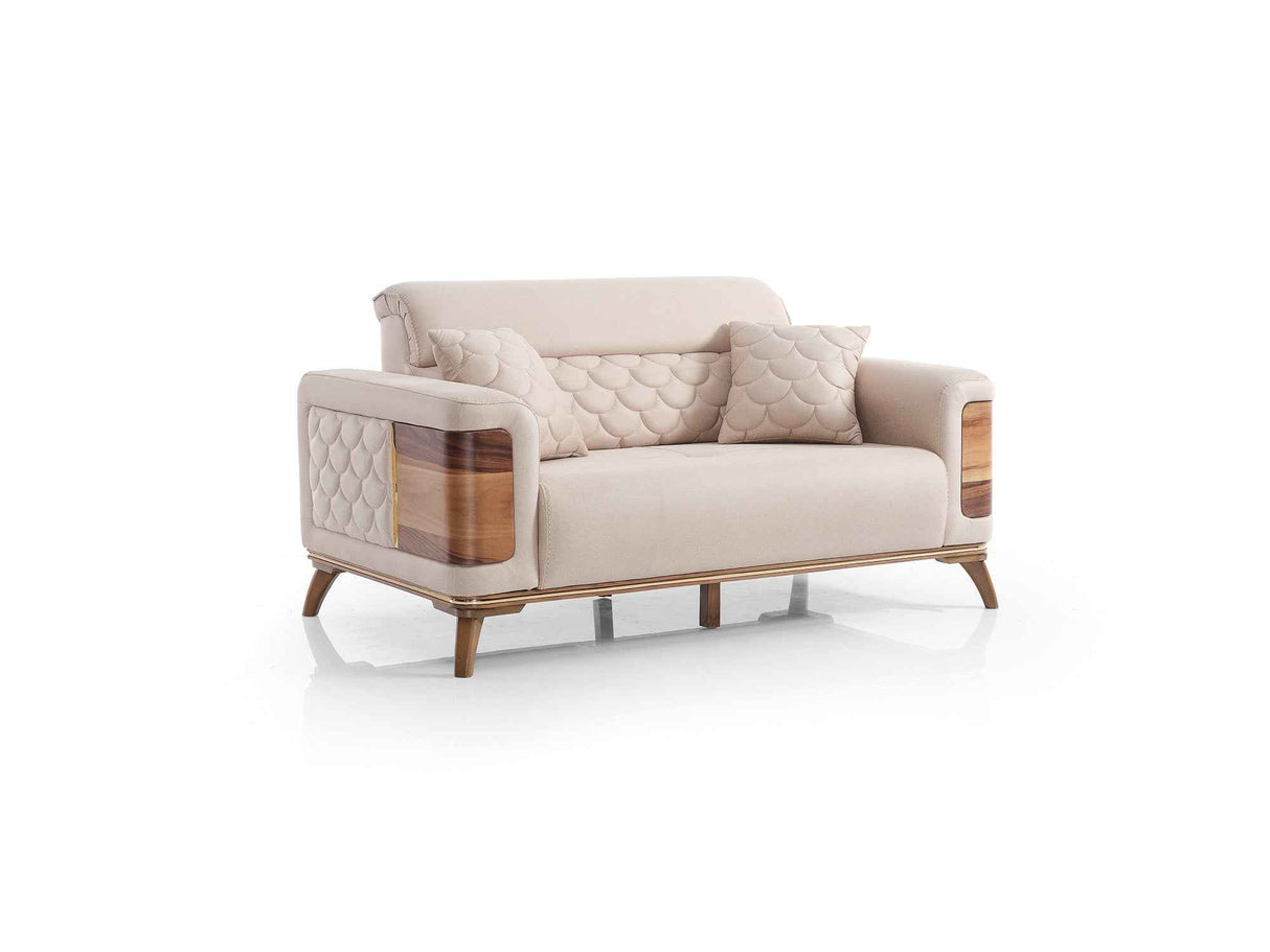 Ruby Beige Convertible Loveseat by Furnia at Eve Furniture