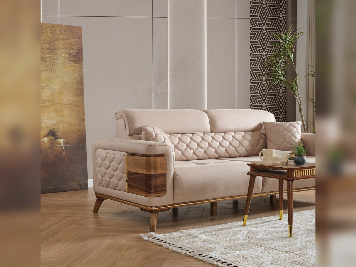 Ruby Beige Convertible Sofa by Furnia at Eve Furniture