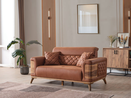 Ruby Brick 3-pieces (Sofa & Loveseat & Chair) Living Room Set by Furnia at Eve Furniture