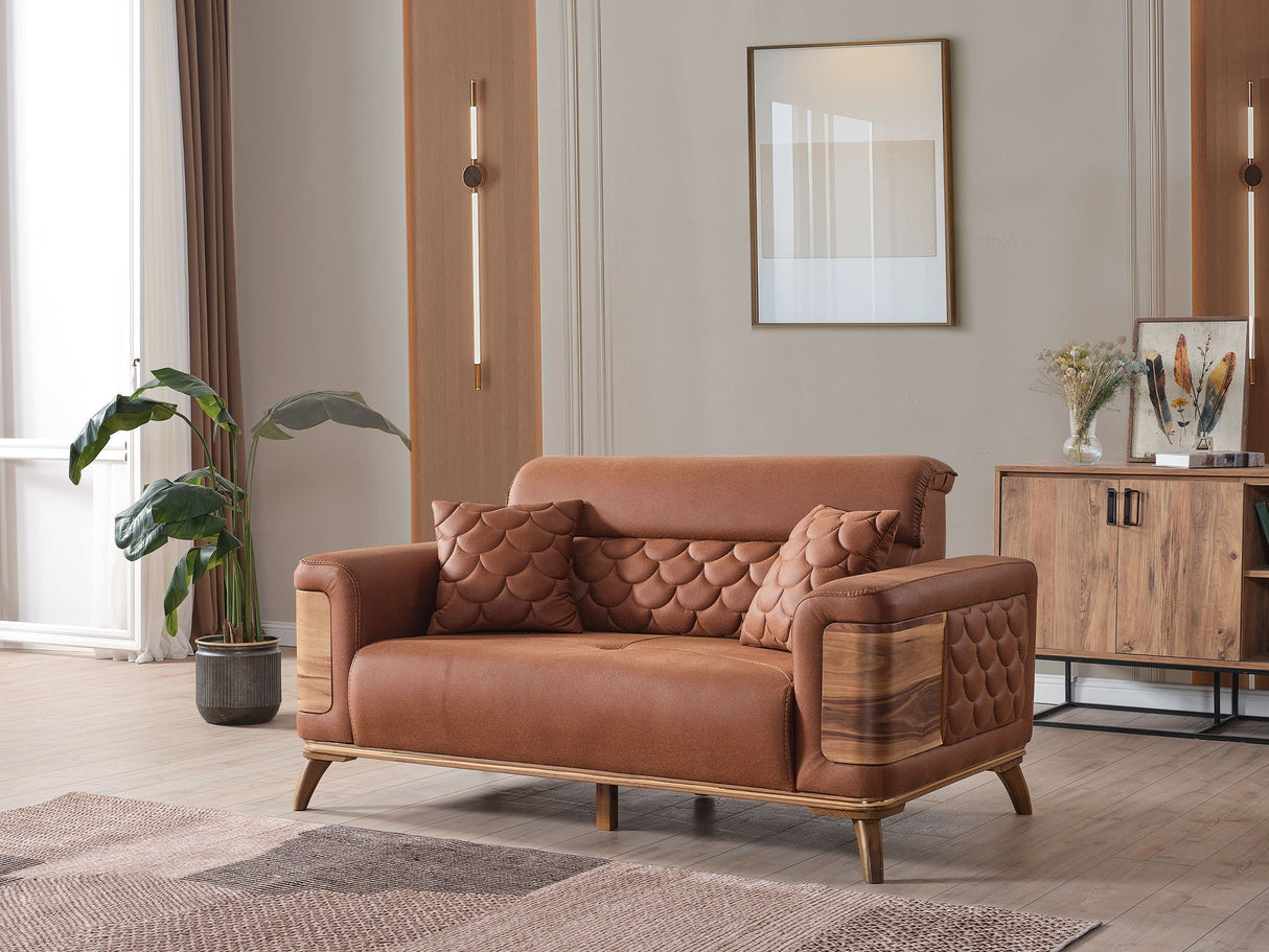 Ruby Convertible Loveseat Brick by Furnia at Eve Furniture
