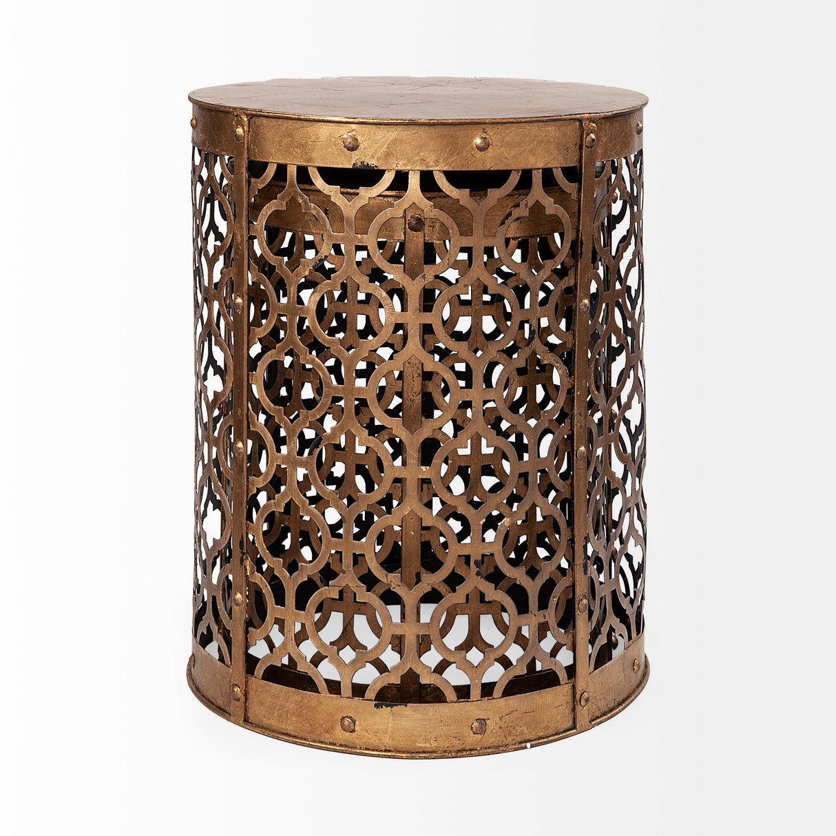 Rudebekia (Set of 2) 16L x 16W Gold Round Metal Accent Tables by Mercana at Eve Furniture