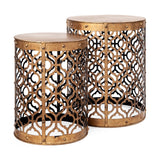 Rudebekia (Set of 2) 16L x 16W Gold Round Metal Accent Tables by Mercana at Eve Furniture