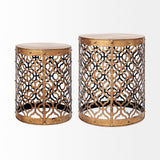 Rudebekia (Set of 2) Gold Round Metal Accent Tables by Mercana at Eve Furniture