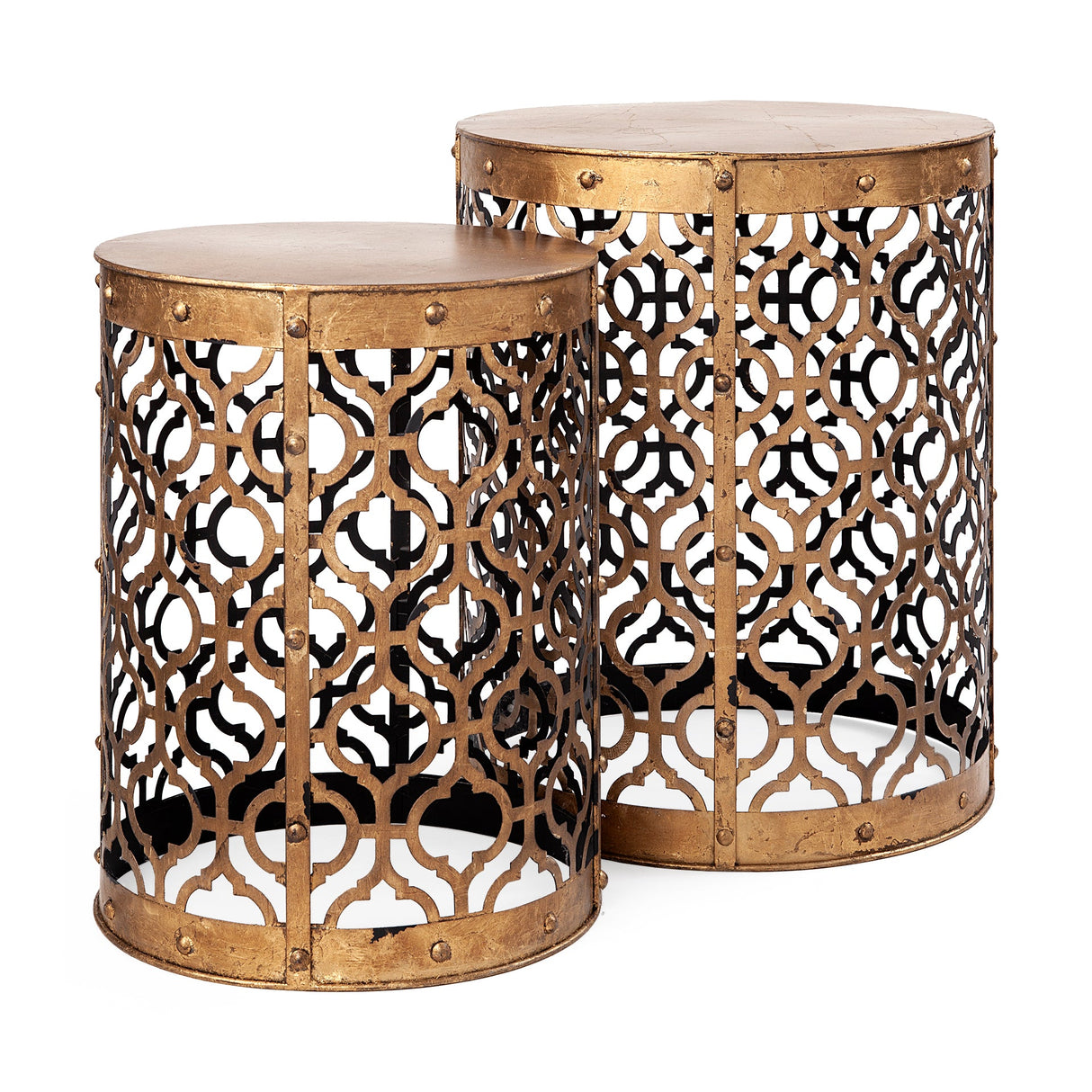 Rudebekia (Set of 2) Gold Round Metal Accent Tables by Mercana at Eve Furniture