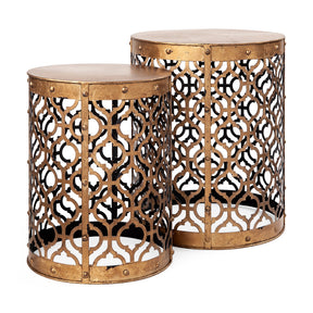 Rudebekia (Set of 2) Gold Round Metal Accent Tables by Mercana at Eve Furniture