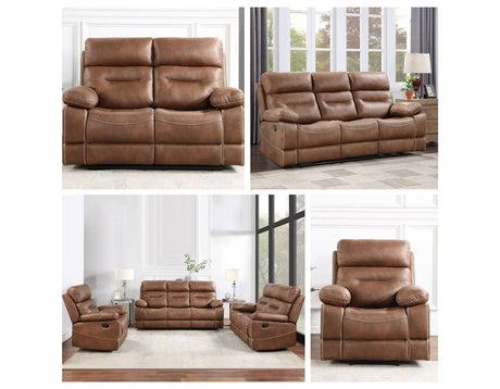 Rudger 3-Piece Brown Manual Motion Reclining Set by Steve Silver at Eve Furniture