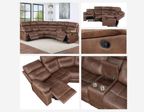 Rudger Chestnut 3-Piece Reclining Sectional by Steve Silver at Eve Furniture