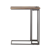 Rudy Snack Table with Power Outlet Gunmetal/Antique Brown