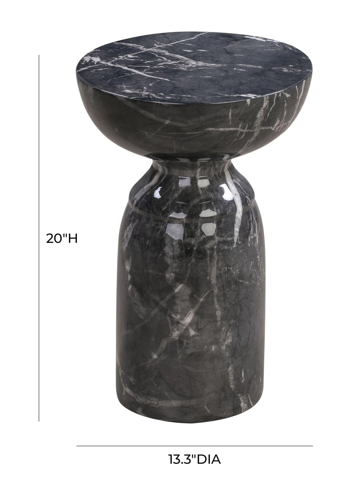 Rue Marble Indoor / Outdoor Round Side Table by TOV Furniture at Eve Furniture