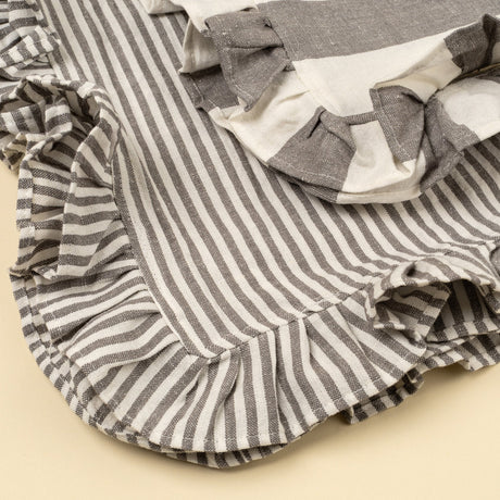 Ruffle Stripe Tea Towels S/2, Grey, Set of 2 by Mercana at Eve Furniture