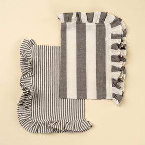 Ruffle Stripe Tea Towels S/2, Grey, Set of 2 by Mercana at Eve Furniture