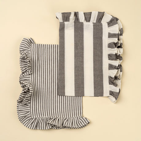 Ruffle Stripe Tea Towels S/2, Grey, Set of 2 by Mercana at Eve Furniture