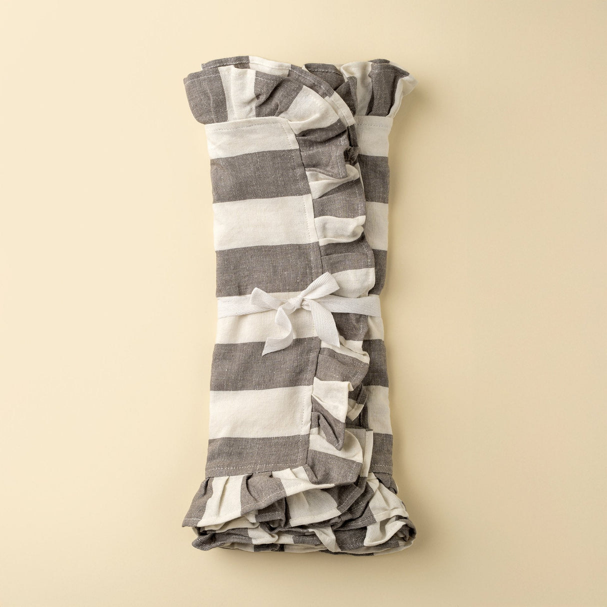 Ruffle Thick Stripe Table Runner, Grey, Set of 2 by Mercana at Eve Furniture