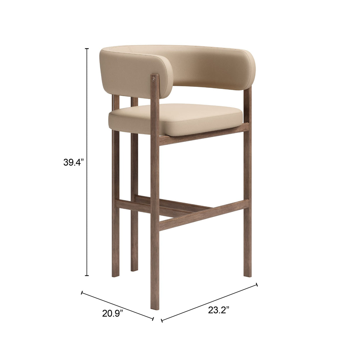 Ruge Barstool Beige by Zuomod at Eve Furniture