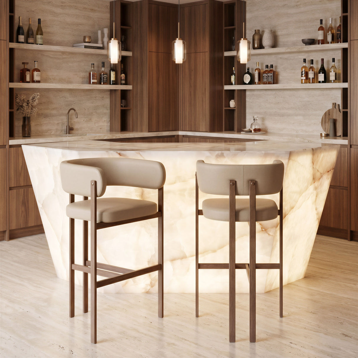 Ruge Barstool Beige by Zuomod at Eve Furniture