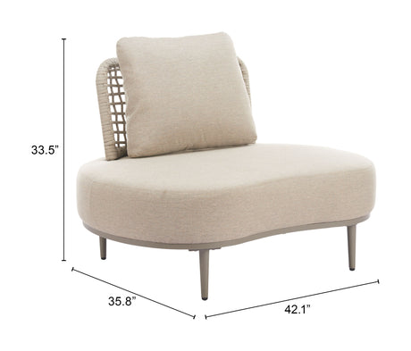 Ruhe Beige Outdoor Accent Chair by Zuomod at Eve Furniture