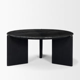 Rumer Black Wood w/ Black Marble Coffee Table by Mercana at Eve Furniture