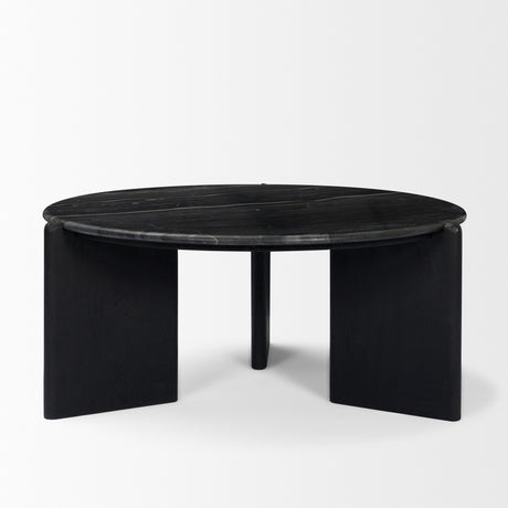 Rumer Black Wood w/ Black Marble Coffee Table by Mercana at Eve Furniture