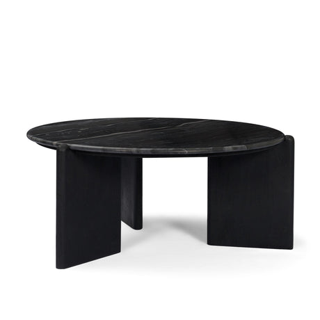 Rumer Black Wood w/ Black Marble Coffee Table by Mercana at Eve Furniture