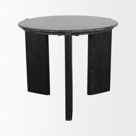 Rumer Black Wood w/ Black Marble Side Table by Mercana at Eve Furniture