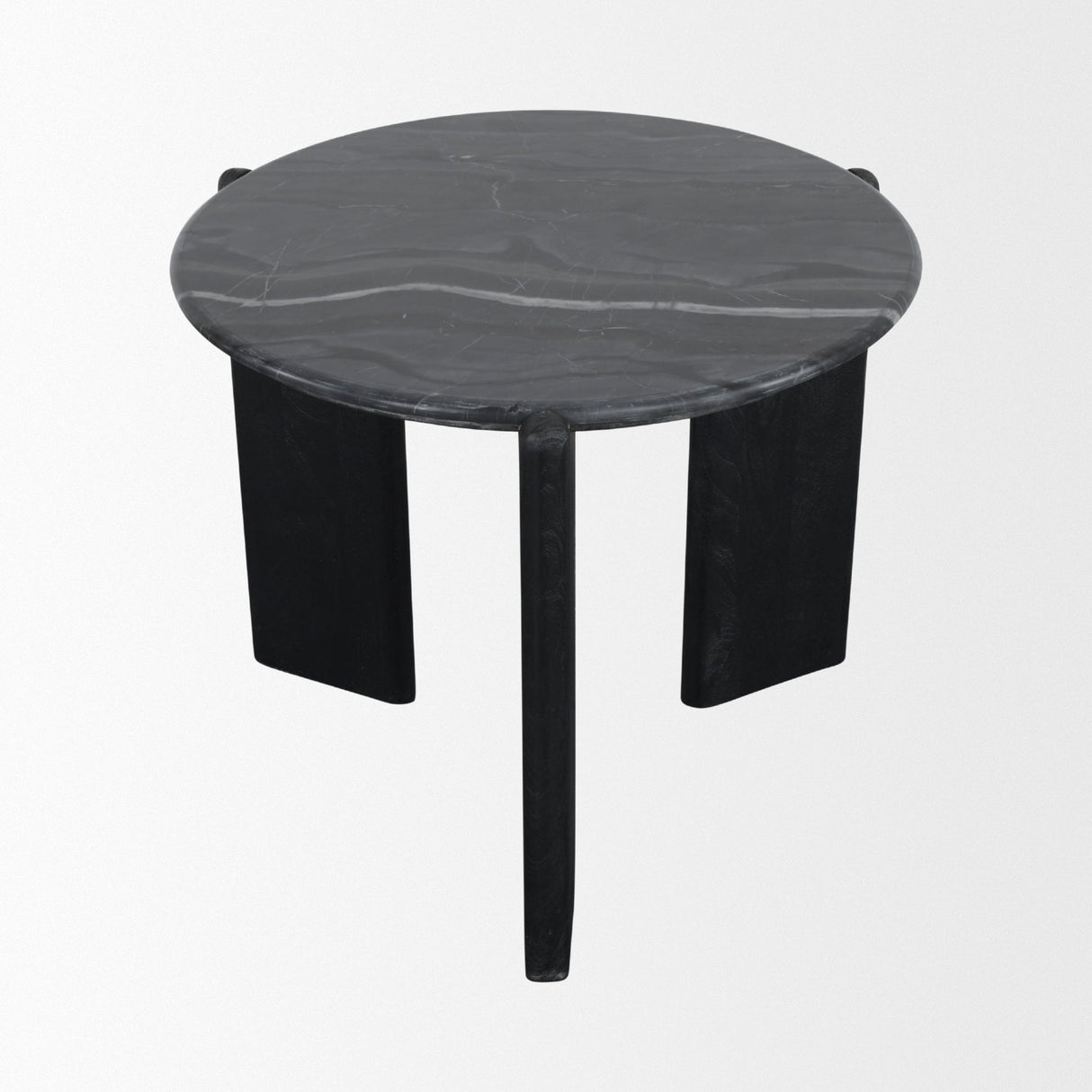 Rumer Black Wood w/ Black Marble Side Table by Mercana at Eve Furniture