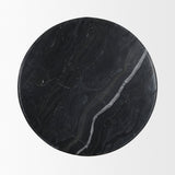 Rumer Black Wood w/ Black Marble Side Table by Mercana at Eve Furniture