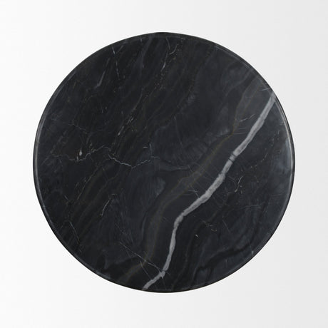 Rumer Black Wood w/ Black Marble Side Table by Mercana at Eve Furniture