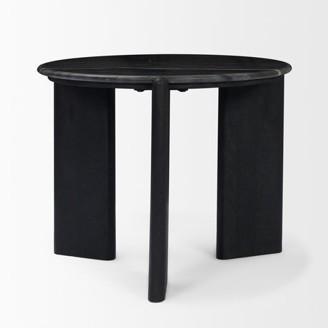 Rumer Black Wood w/ Black Marble Side Table by Mercana at Eve Furniture