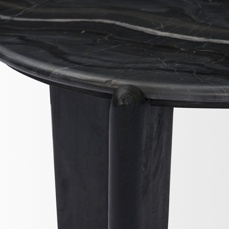 Rumer Black Wood w/ Black Marble Side Table by Mercana at Eve Furniture